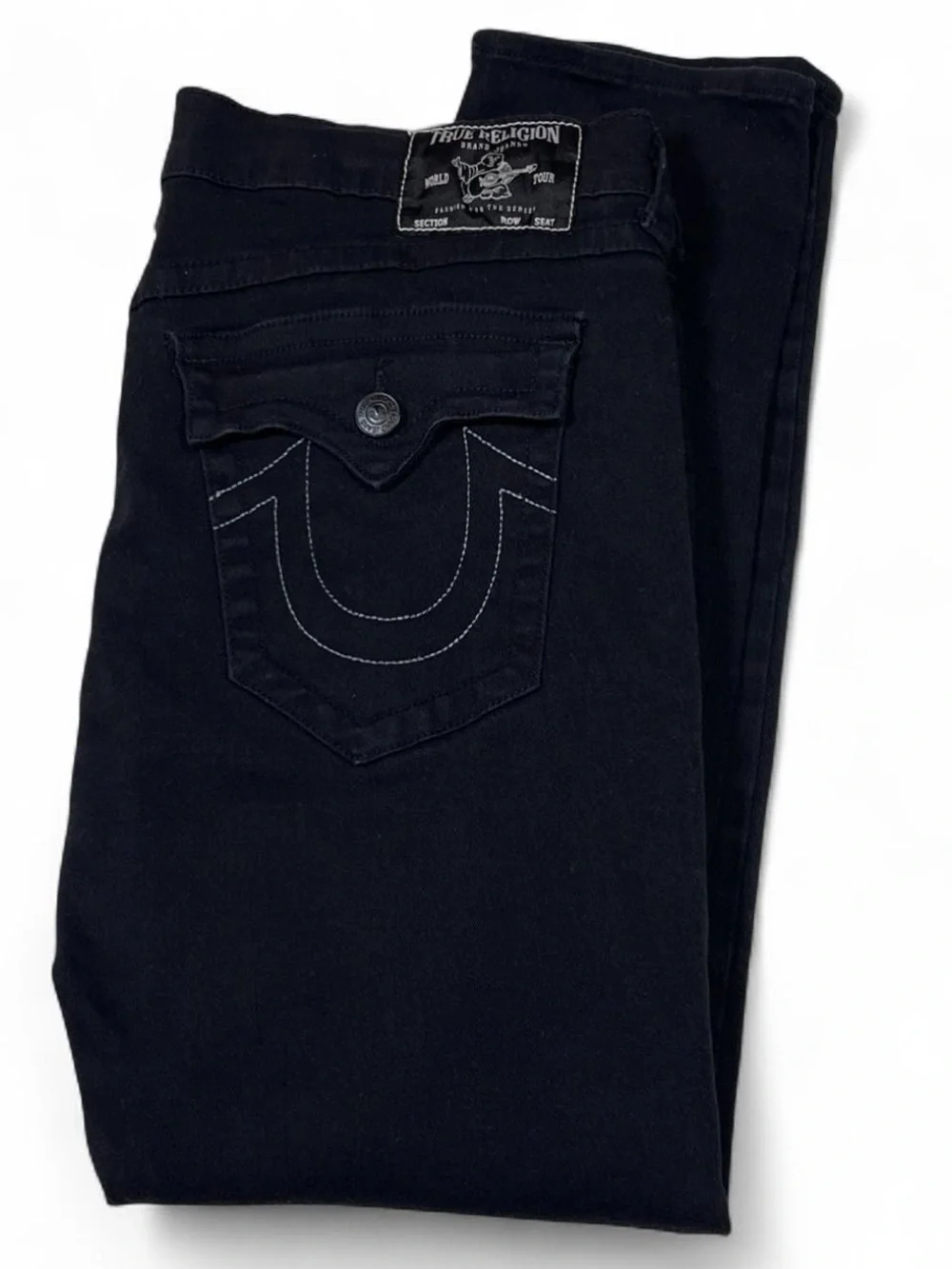 True Religion Rocco Relaxed Skinny Black Jeans Men’s Size W36 L30 Flap Pockets